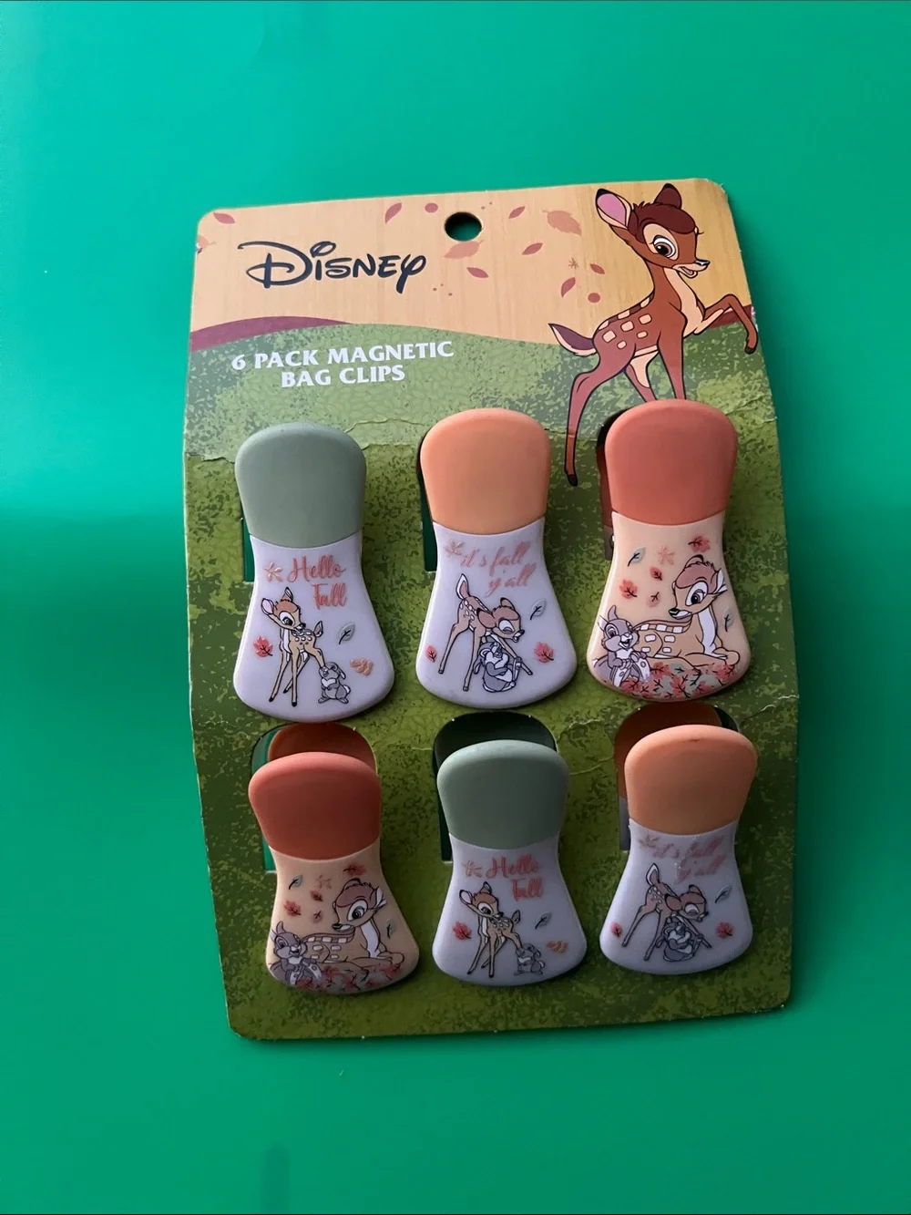 Disney Bambi Magnetic Bag Clips — Green, Peach, Coral
